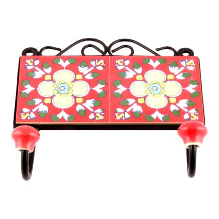 Red And Yellow Floral Ceramic Tiles Hooks Online